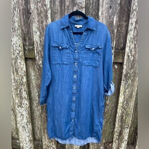 Knox Rose Chambray Denim Tunic Shirt Dress